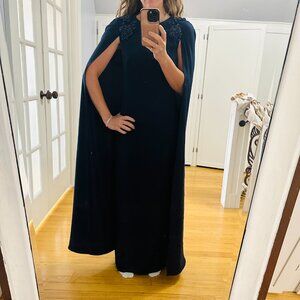 Marchesa Notte Embellished Cape Gown